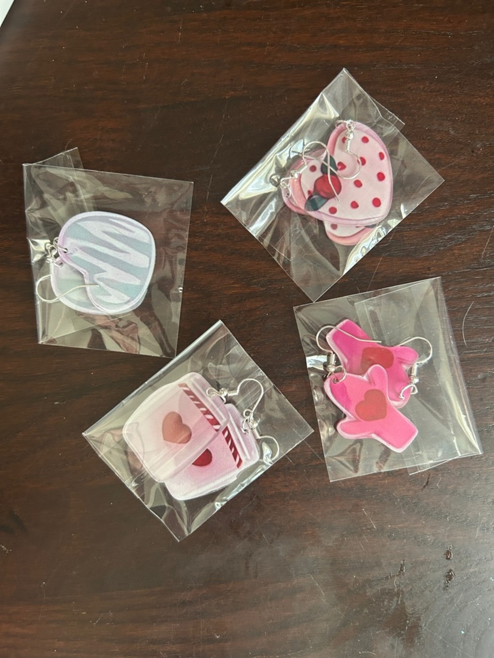 Kids Pink Heart and Cupcake Dangle Earrings - Cute Pink Kids Accessories